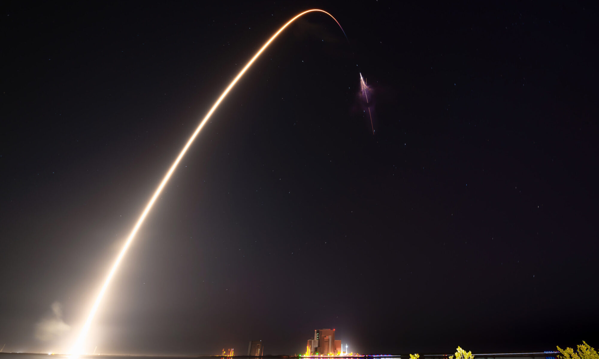 A Falcon 9 rocket carrying the Crew Dragon Spacecraft launches from Launch Complex 39A at Kennedy Space Center, Florida, March 4, 2024. Crew-8 is the eighth regular crew rotation mission to the ISS to launch atop a SpaceX Falcon 9 rocket.