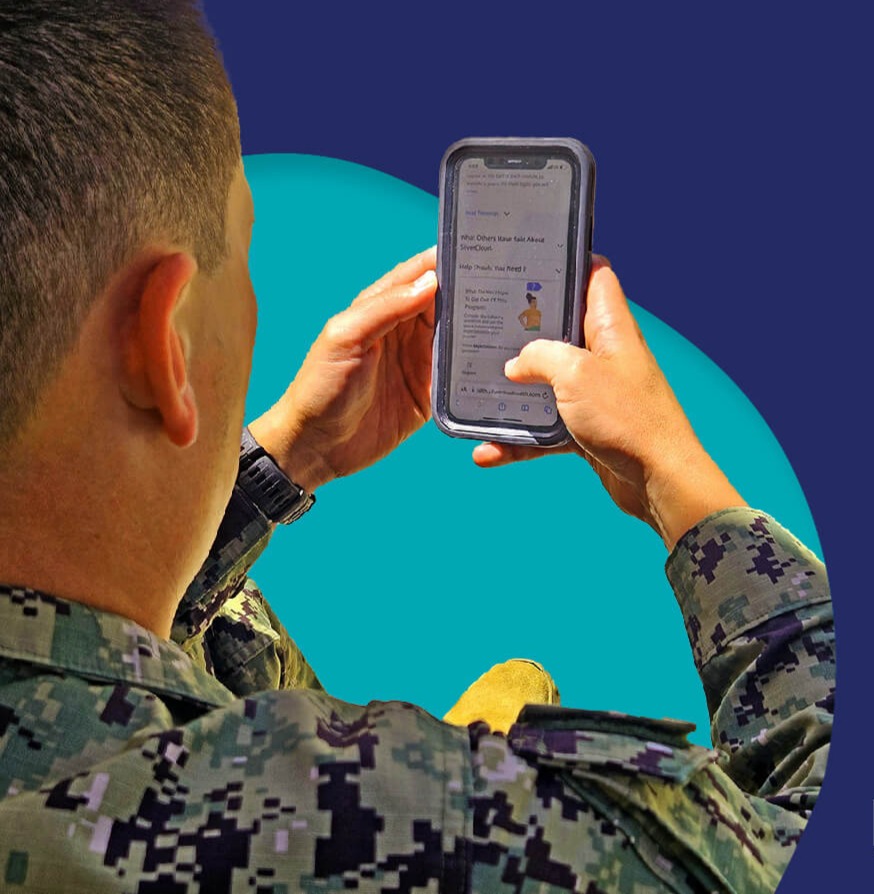 A member of the military meets with his doctor by cellphone using My Military Health Scheduled Virtual Visits. (Courtesy Photo by Walter Reed National Military Medical Center.)