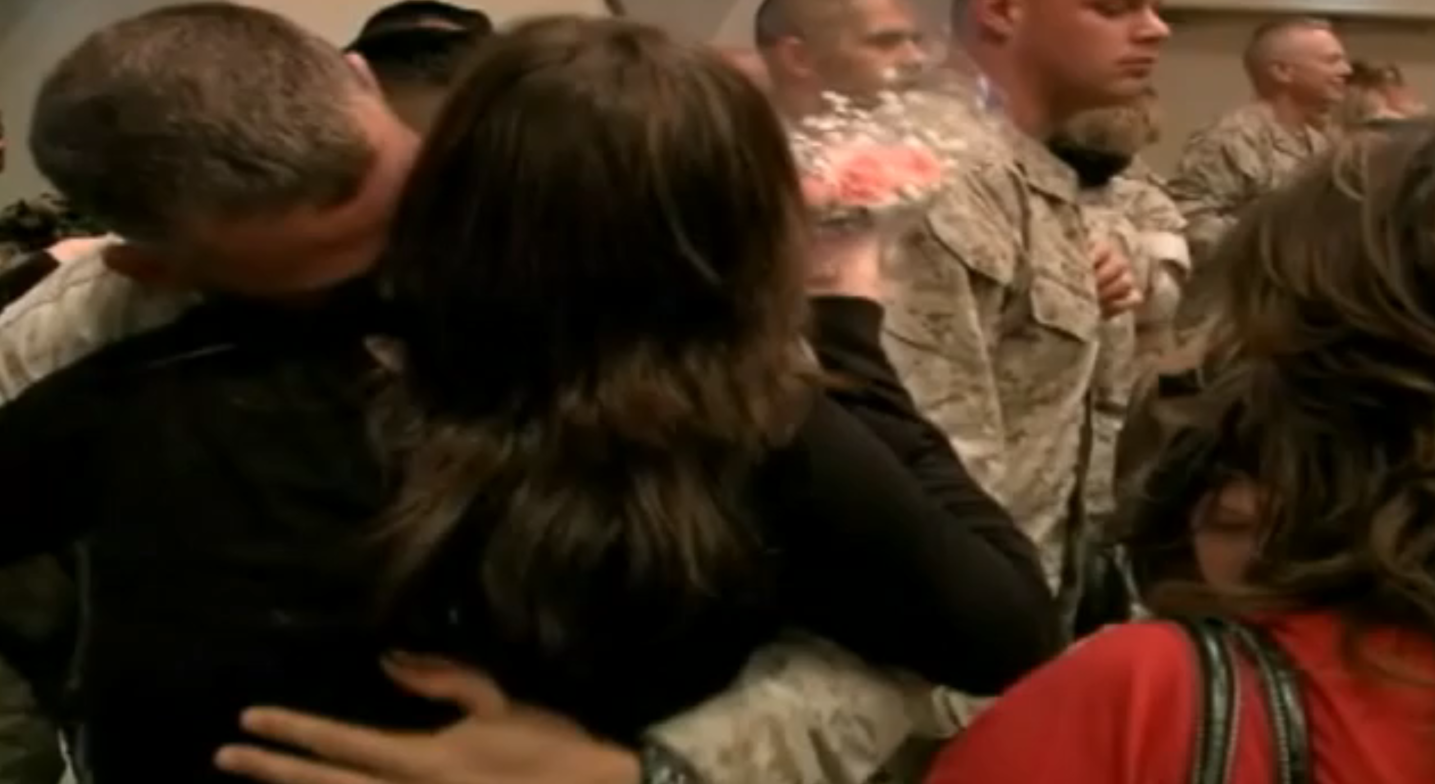 B-roll of Gunnery reuniting with his family. Scenes include Gunnery Sgt.'s family watching for his arrival, the sergeant greeting and hugging his family and the sergeant speaking to a military reporter about how he and his family cope with their separation during a deployment. (U.S. Marine Corps courtesy video.)
