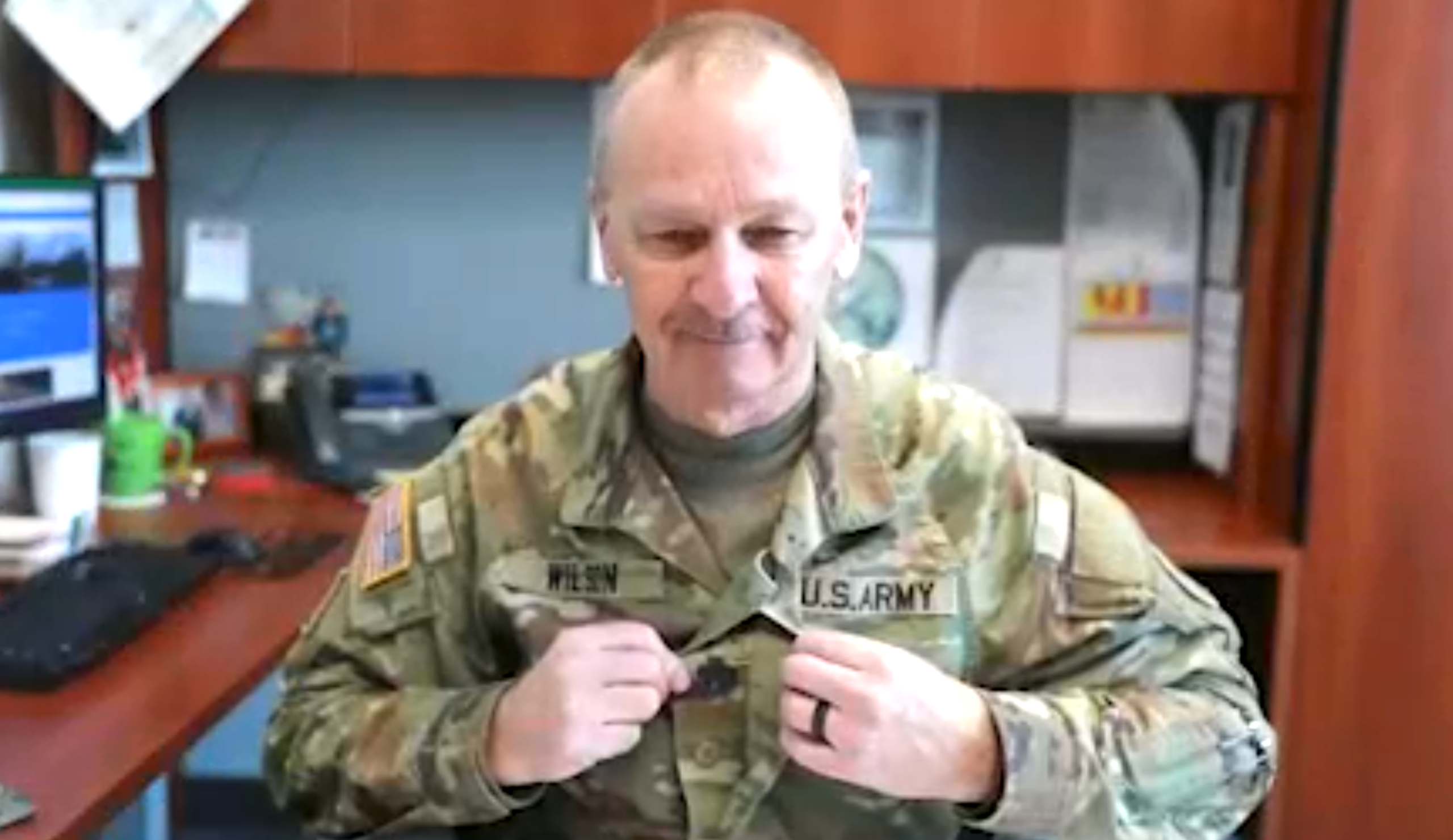 Delaware Army National Guard Chief Warrant Officer 5 and G4 Logistics Superintendent for the Combined Support Maintenance Shop is retiring this summer. This former Command Chief Warrant Officer served the Delaware National Guard since his senior year of high school in 1982, marking this year as his 43rd year of service. (Delaware Army National Guard photos by Staff Sgt. Alyssa Lisenbe.)