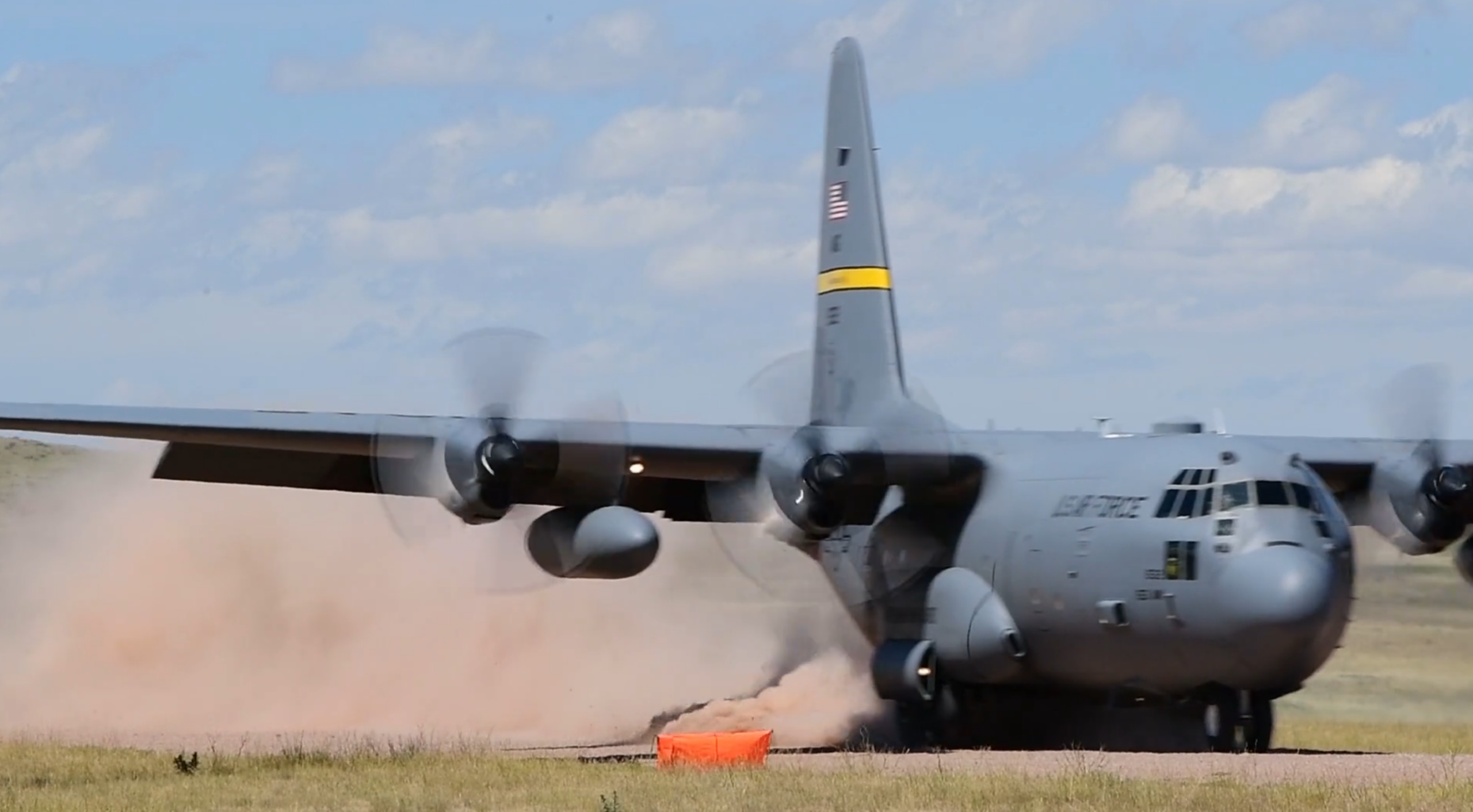 Members from the 243rd Air Traffic Control Squadron with the 153rd Airlift Wing Wyoming Air National Guard, deploy their mobile air traffic control tower equipment to guide multiple C-130 Hercules airplanes with the Wyoming Air National Guard to a tactical airstrip on July 14, 2020 at Camp Guernsey, Wyo. The 243rd ATCS is one of only ten Air National Guard Air Traffic Control Squadrons located throughout the United States. Their mission is to deploy and employ Air Traffic Control services worldwide and an important part of the Guard air traffic control mission includes establishing bases in locations without existing air traffic control facilities. (U.S. Air National Guard video by Tech. Sgt. Jon Alderman.)